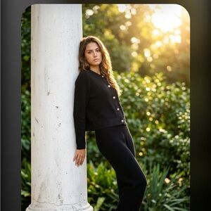 Black Cardigan with Gold Buttons